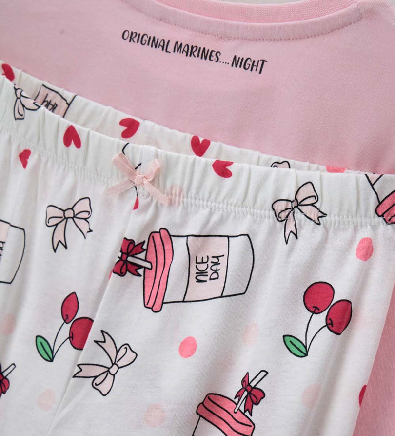 Girl - Glitter Print Pajamas 9 - 10 Y White