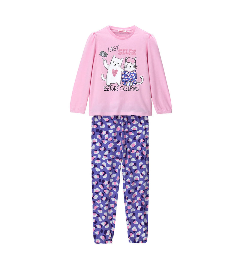 Girl - Glitter Printed Pajamas 9 - 10 Y White