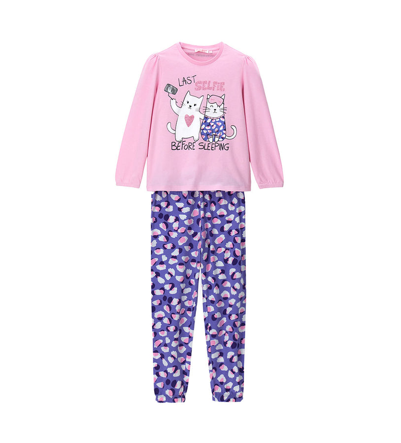 Girl - Glitter Printed Pajamas 9 - 10 Y White