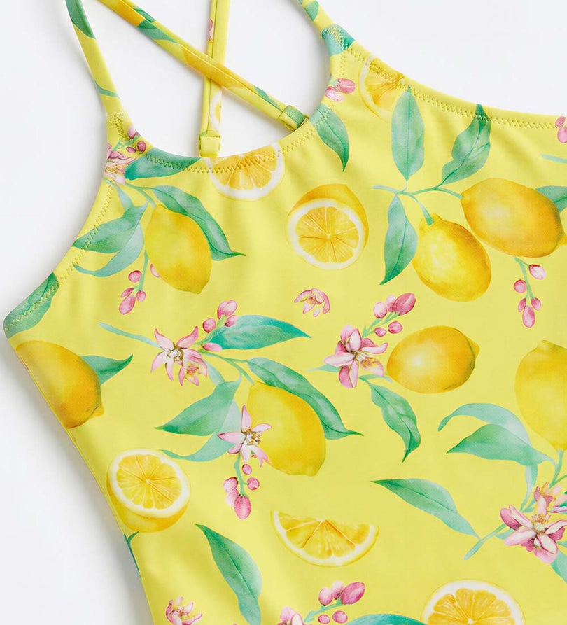 Girl - One-piece Swimsuit with Lemons 9 - 10 Y Yellow