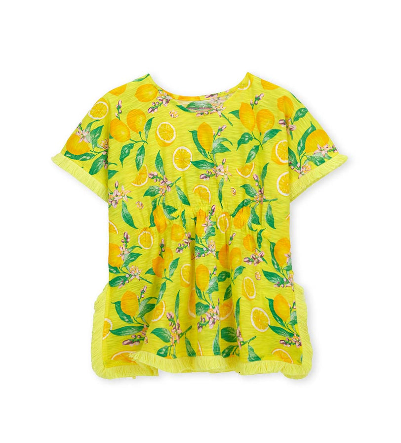 Girl - Kaftan with Lemons Large Yellow