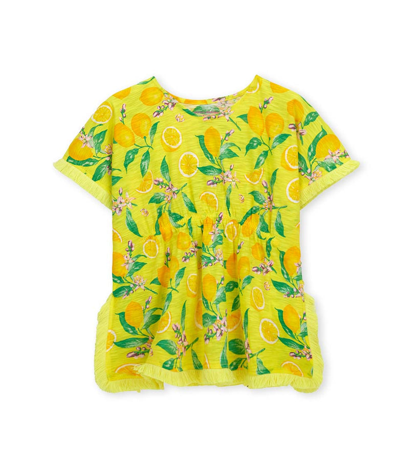 Girl - Kaftan with Lemons Large Yellow