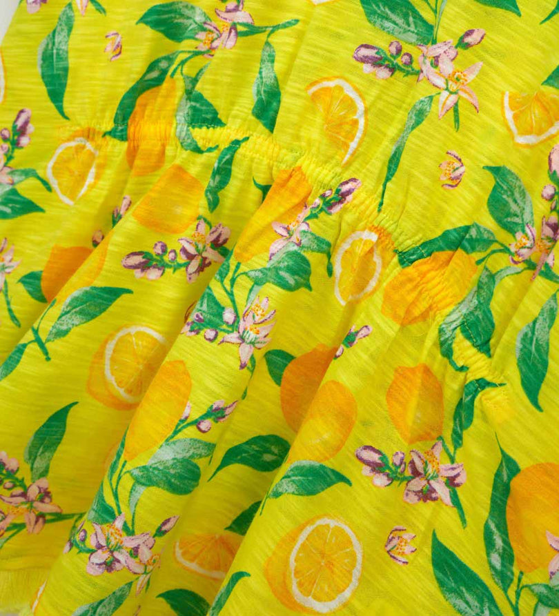 Girl - Kaftan with Lemons Large Yellow