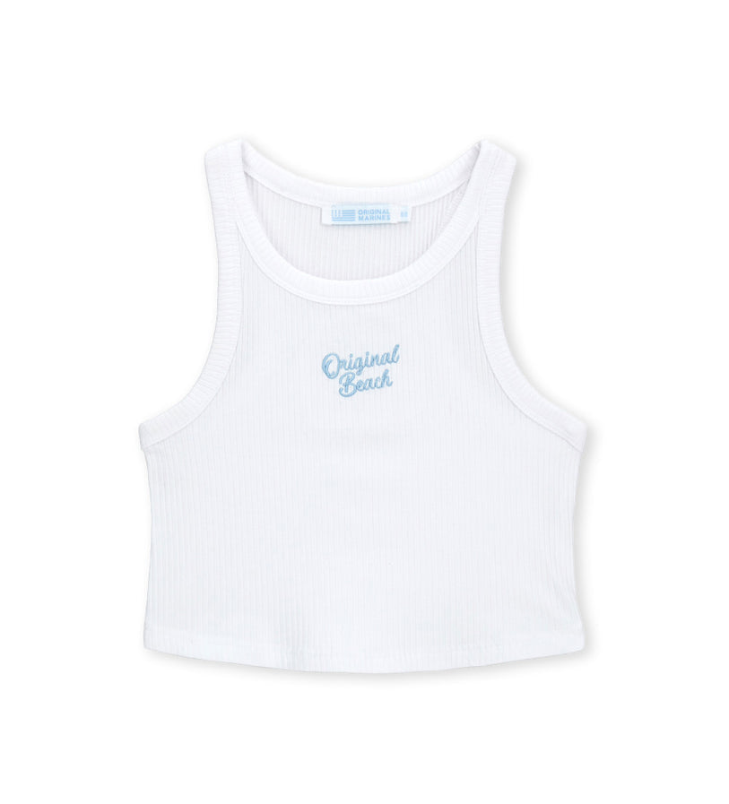 Girl - Sleeveless Embroidered Tank Top 9 - 10 Y White