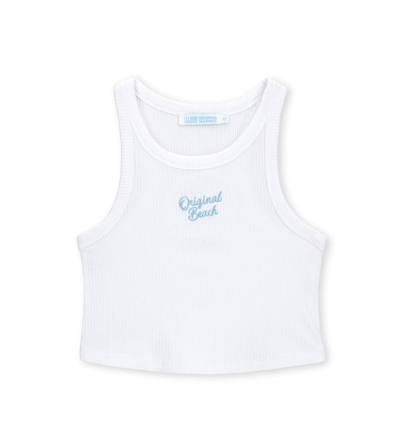 Girl - Sleeveless Embroidered Tank Top 9 - 10 Y White
