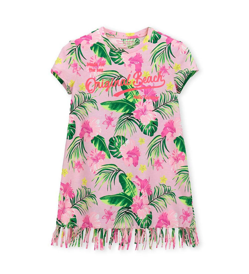 Girl - Floral Print Dress 9 - 10 Y Pink