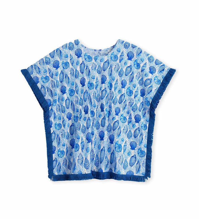Girl - Beach Printed Caftan Large Blue