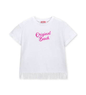 Girl - T-shirt with Fringes 9 - 10 Y White