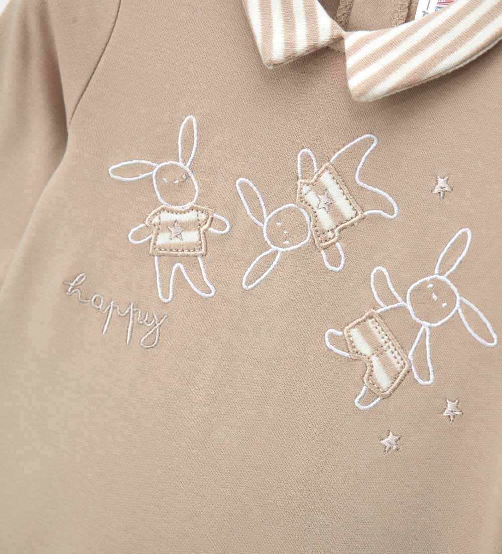 Newborn - Strip romper Beige 1M