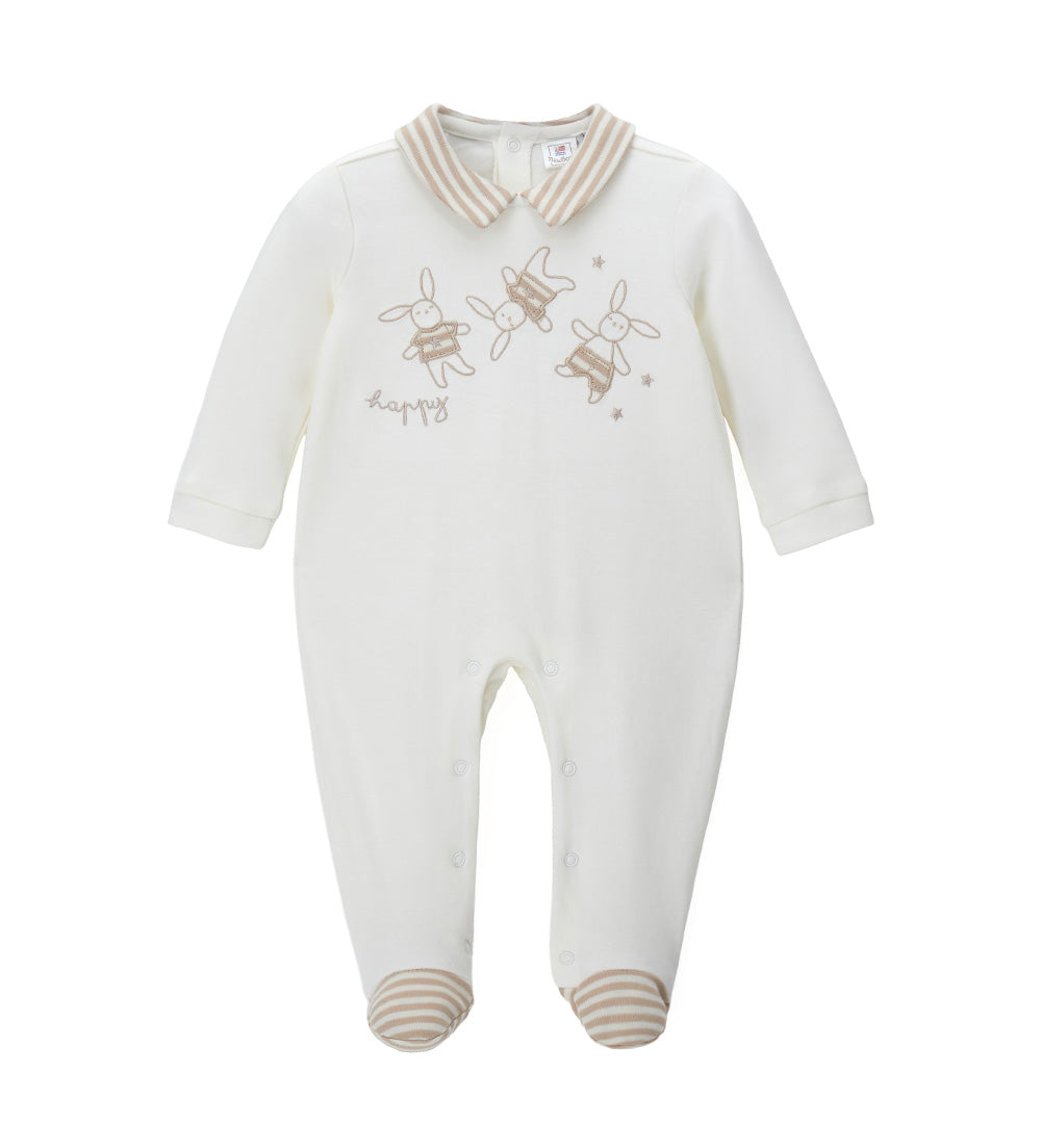 Newborn - Strip romper Beige 1M