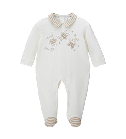 Newborn - Strip romper Beige 1M