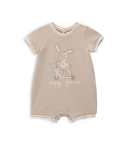 Newborn - Striped romper  Beige 1M