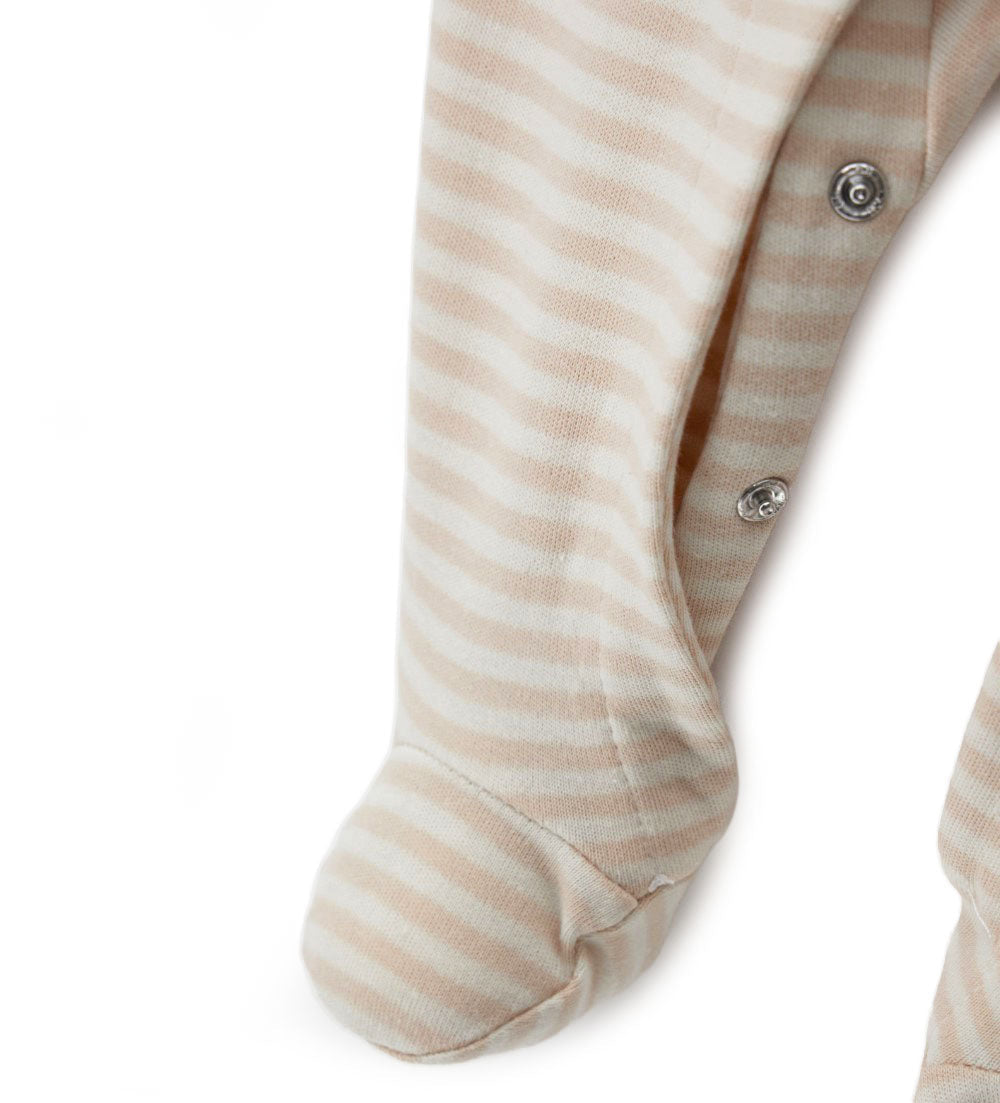 Newborn - Striped romper Beige 1M