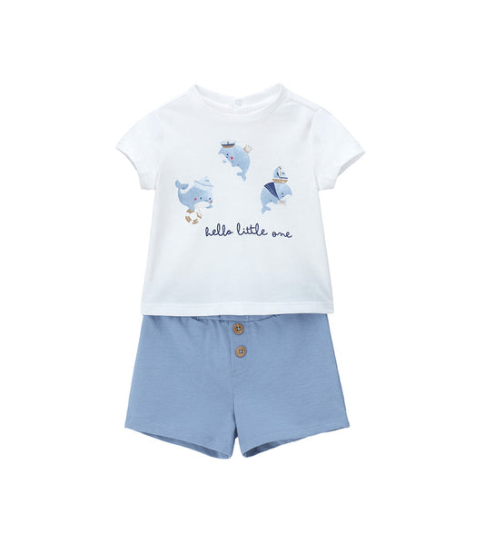 Newborn - T-shirt and bermuda shorts White 1M