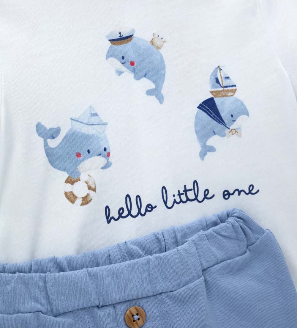 Newborn - T-shirt and bermuda shorts White 1M
