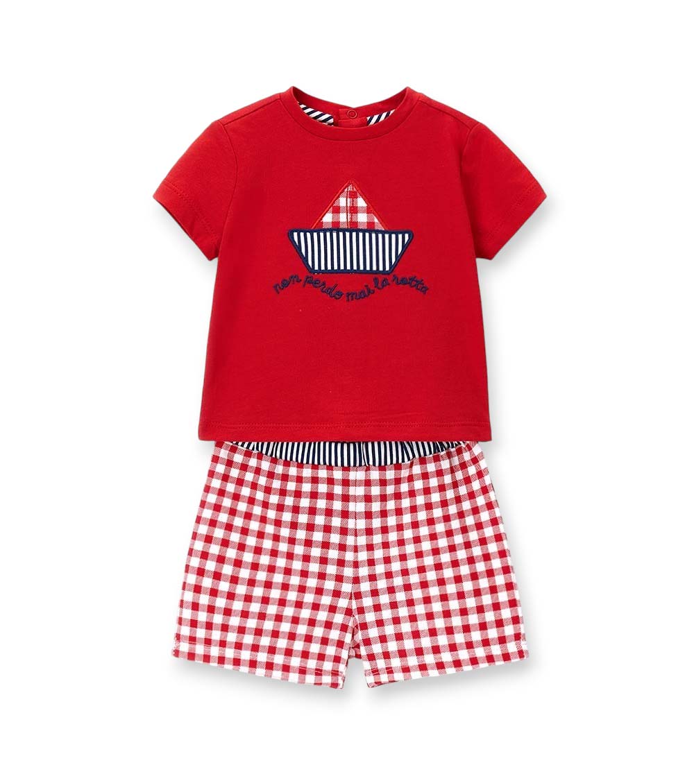 Newborn - T-shirt & bermuda shorts set 1M Red