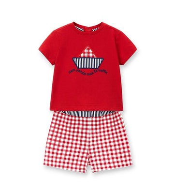 Newborn - T-shirt & bermuda shorts set 1M Red