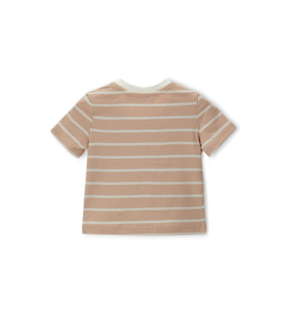 Newborn - Striped T-shirt Beige 9 - 12 M