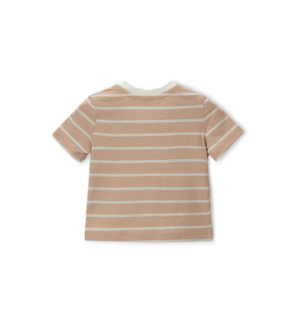 Newborn - Striped T-shirt Beige 9 - 12 M