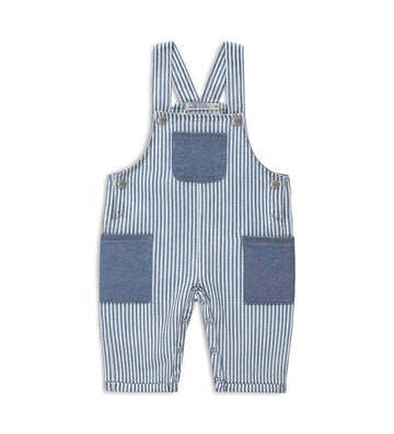 Newborn - Striped overalls Blue 9 - 12 M