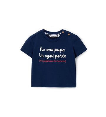 Newborn - Cotton T-shirt 9 - 12 M Blue