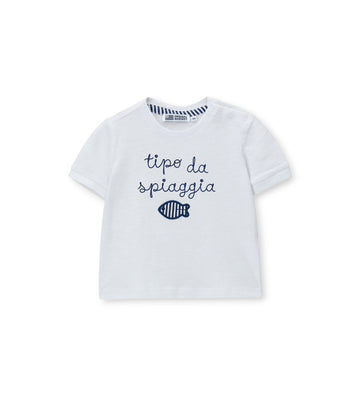 Newborn - T-shirt embroidery 9 - 12 M White