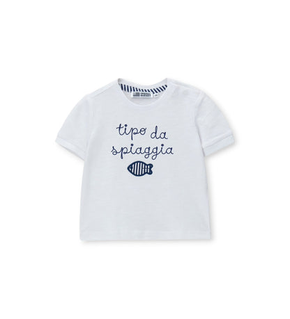 Newborn - T-shirt embroidery 9 - 12 M White