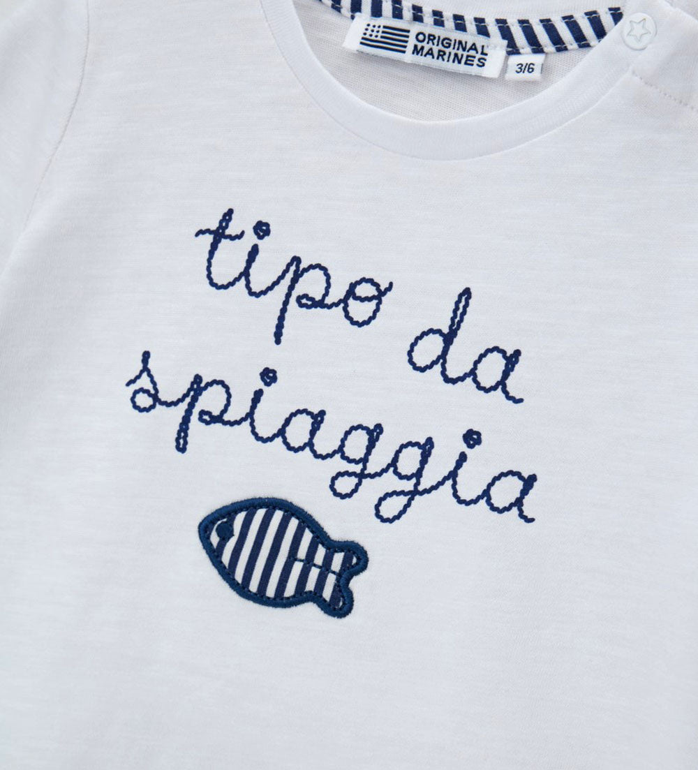 Newborn - T-shirt embroidery 9 - 12 M White