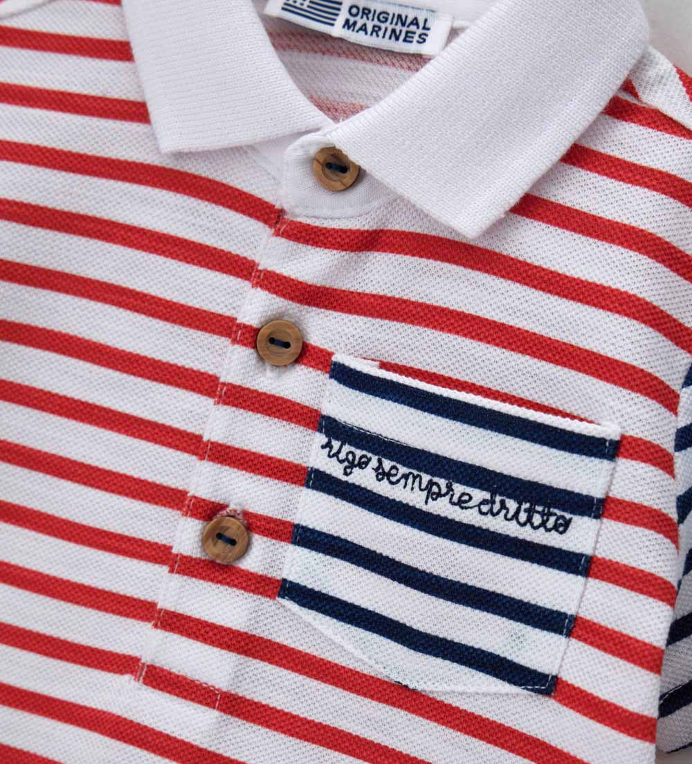 Newborn - Short-sleeved polo shirt 9 - 12 M Red