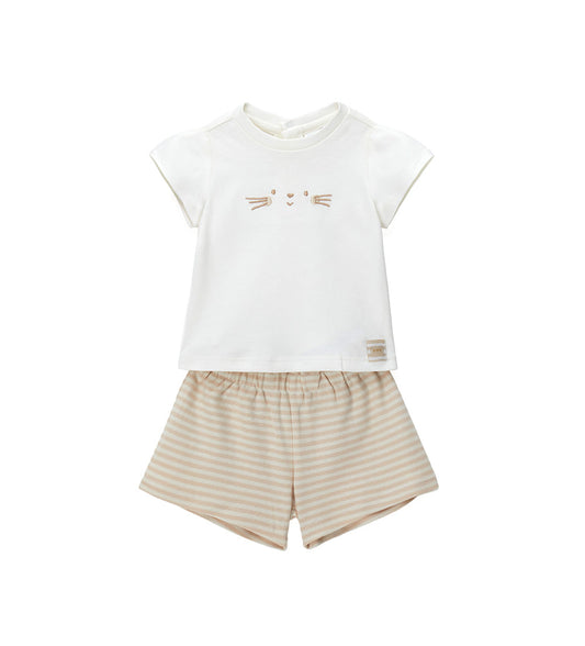 Newborn - T-shirt and bermuda shorts set White 1M