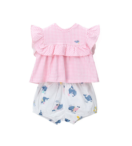 Newborn - T-shirt and bermuda shorts set Pink 1M