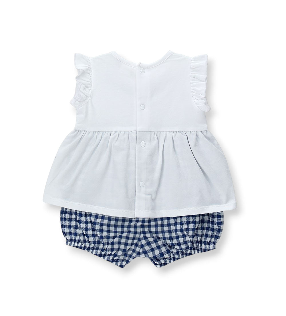 Newborn - Romper with flowers 1M White