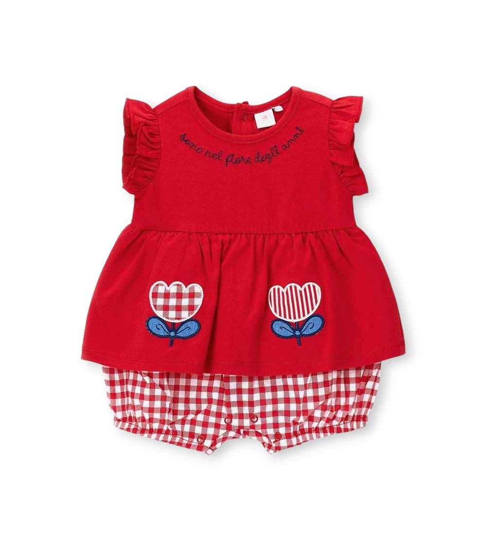 Newborn - Romper with flowers 1M White