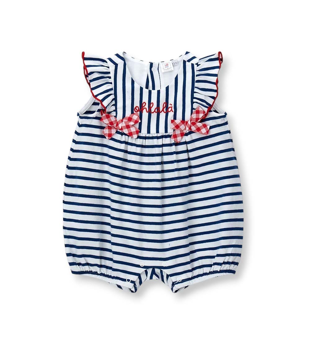Newborn - Striped romper 1M White