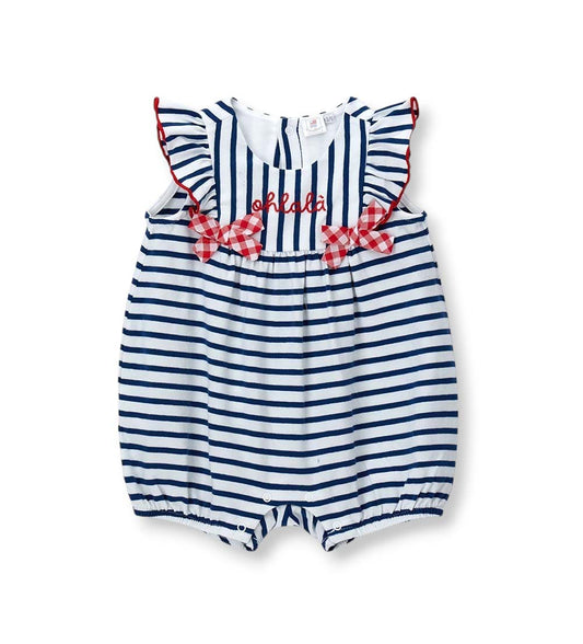 Newborn - Striped romper 1M White