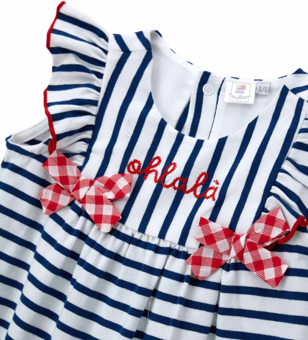 Newborn - Striped romper 1M White