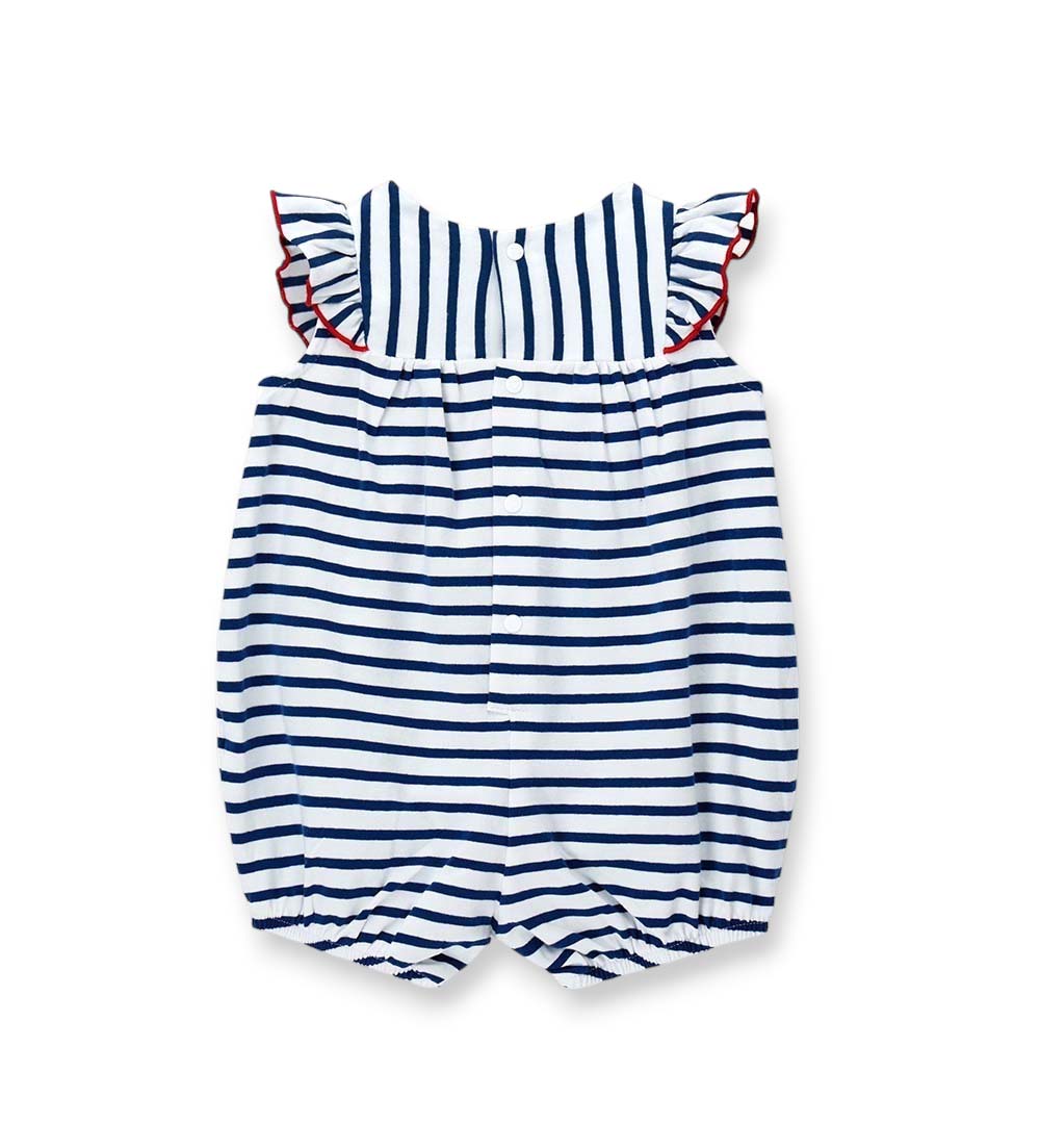 Newborn - Striped romper 1M White