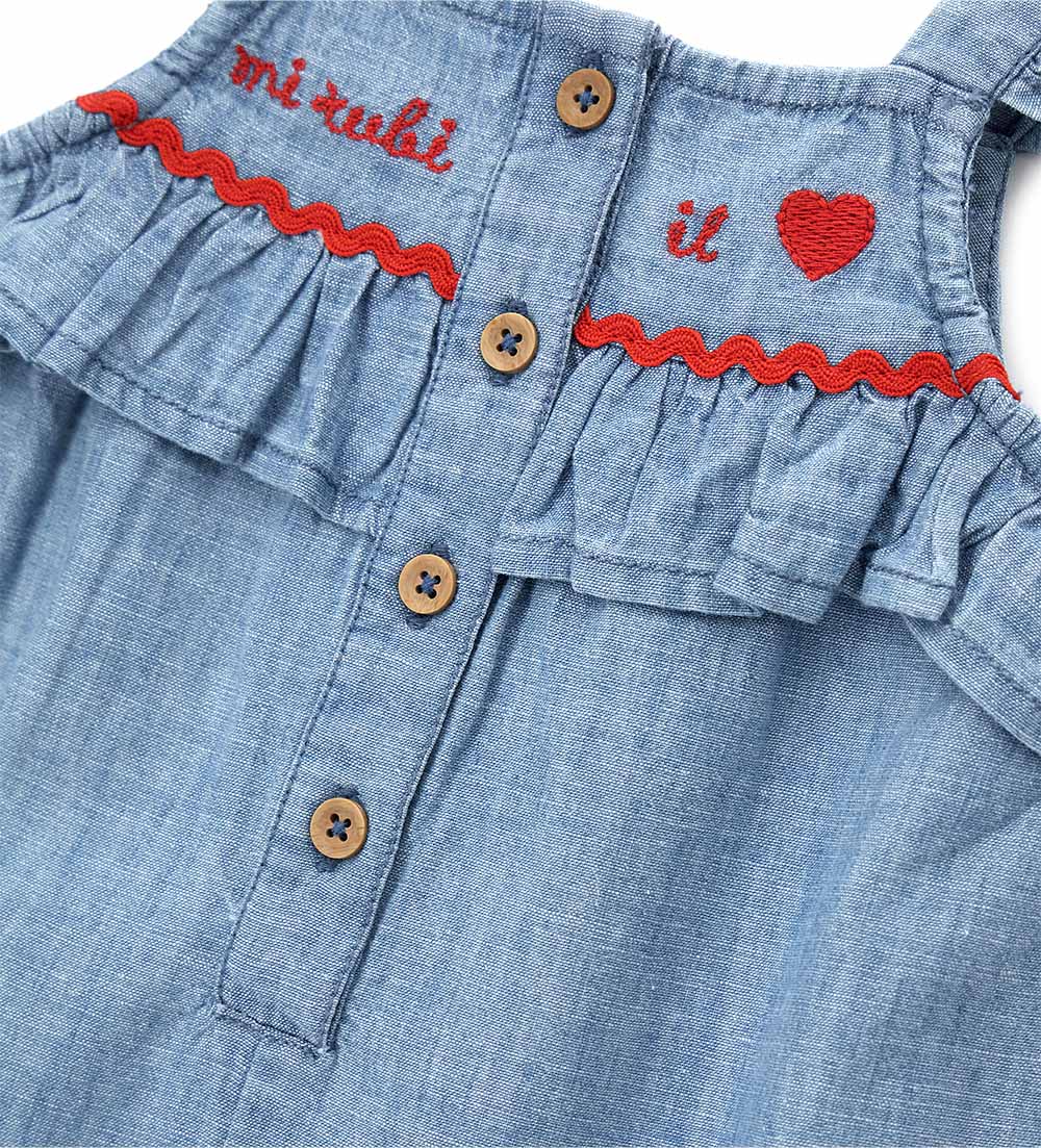 Newborn - Overalls with ruffles 1M Denim