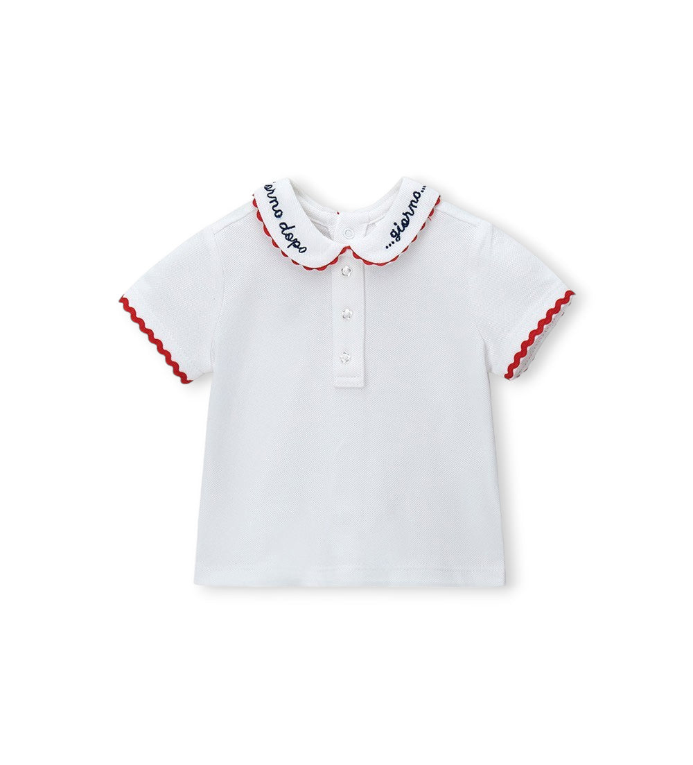 Newborn - Polo Shirt with embroidery 1M White