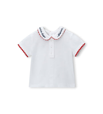 Newborn - Polo Shirt with embroidery 1M White
