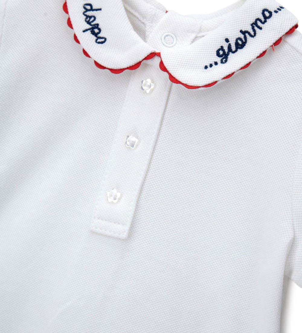 Newborn - Polo Shirt with embroidery 1M White