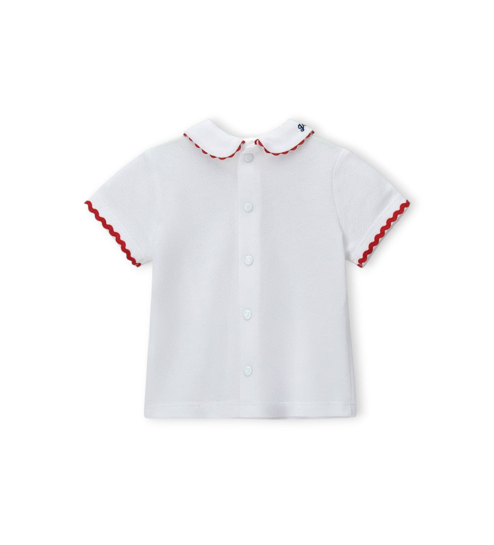 Newborn - Polo Shirt with embroidery 1M White