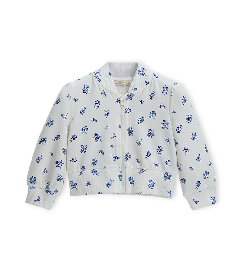 Newborn - Teddy jacket with flowers 9 - 12 M White