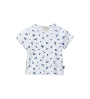Newborn - T-shirt with flowers White 9 - 12 M