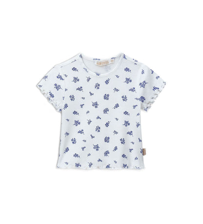 Newborn - T-shirt with flowers White 9 - 12 M