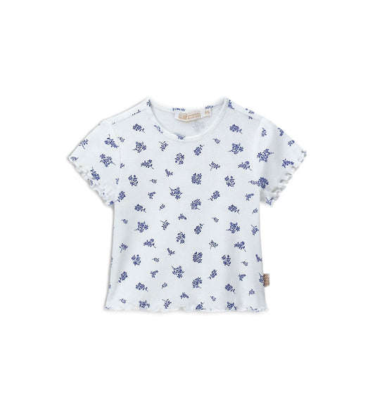 Newborn - T-shirt with flowers White 9 - 12 M