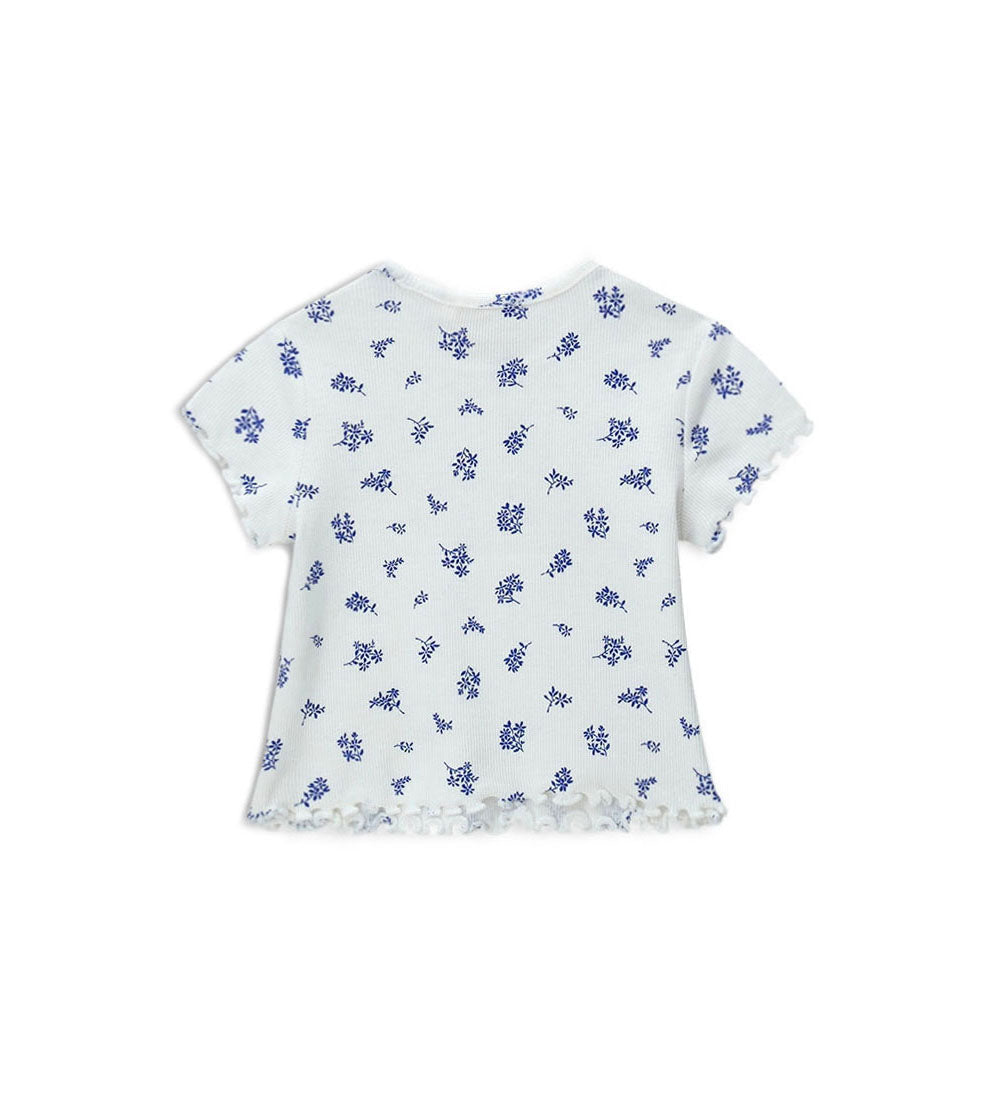 Newborn - T-shirt with flowers White 9 - 12 M