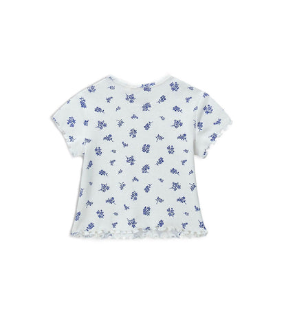 Newborn - T-shirt with flowers White 9 - 12 M