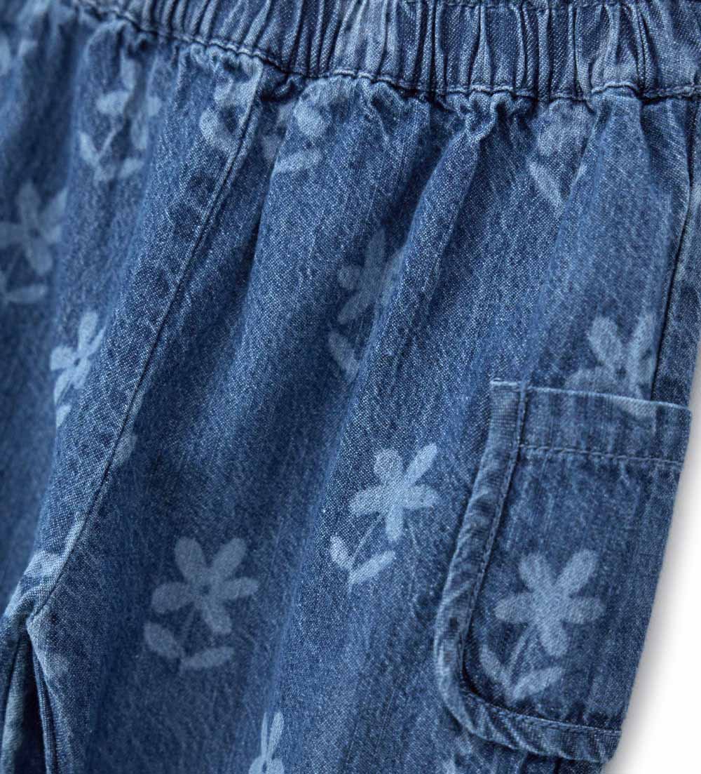 Newborn - Jeans with flowers Denim 9 - 12 M
