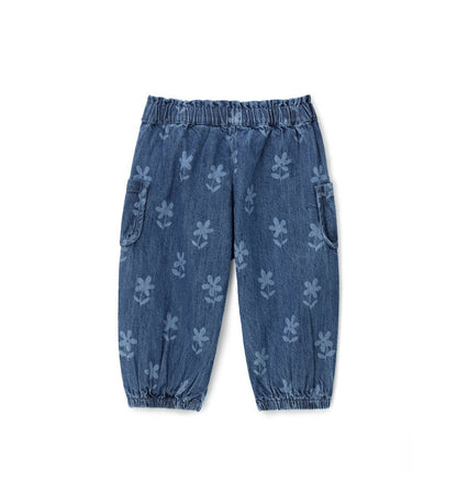 Newborn - Jeans with flowers Denim 9 - 12 M